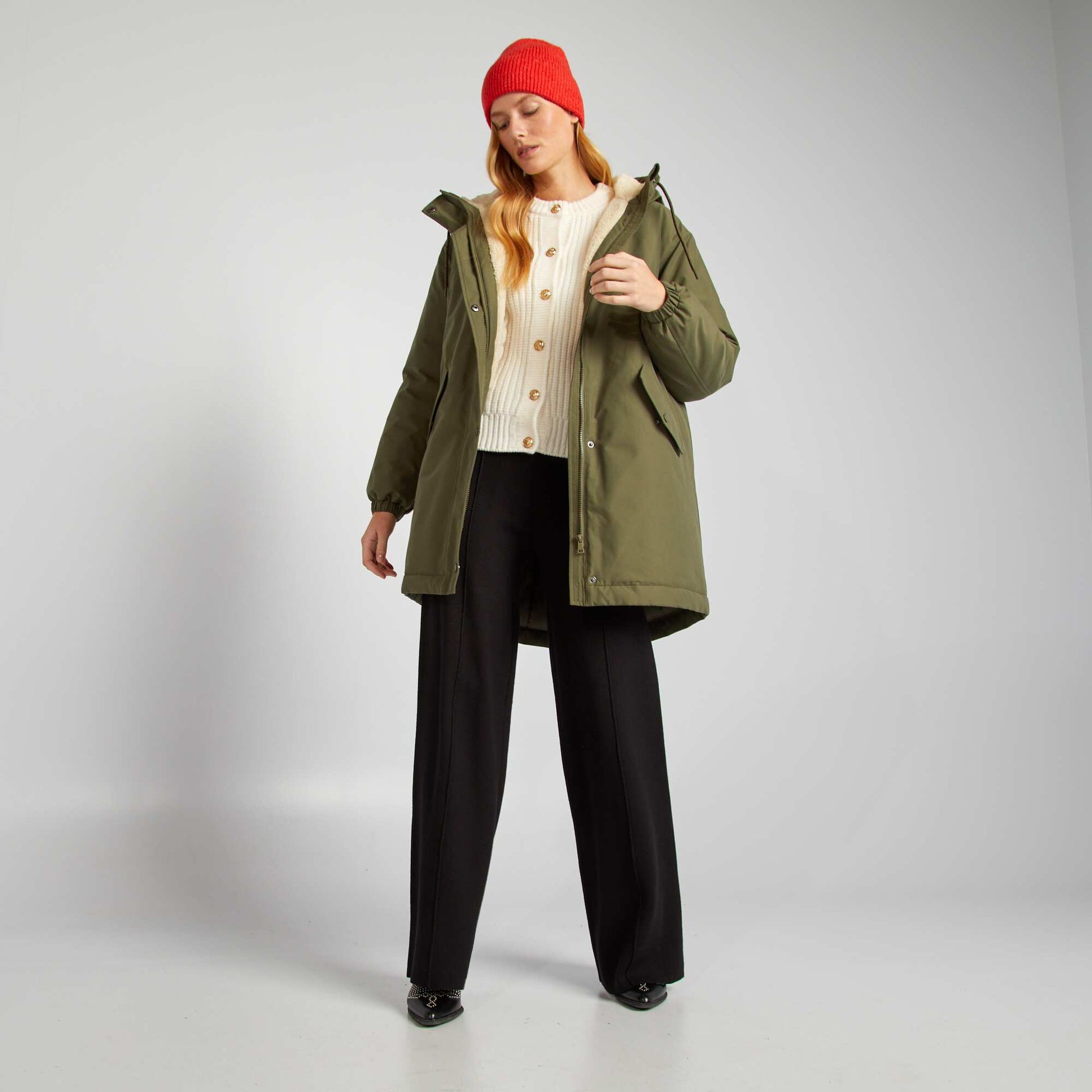 Parka capuche doubl sherpa Kaki