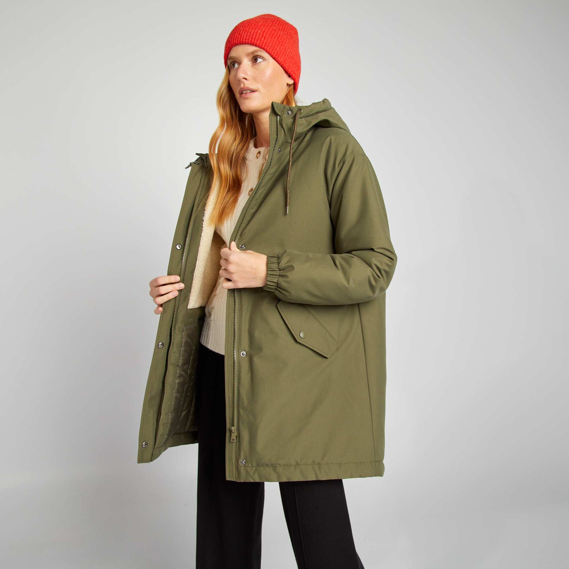 Parka capuche doubl sherpa Kaki