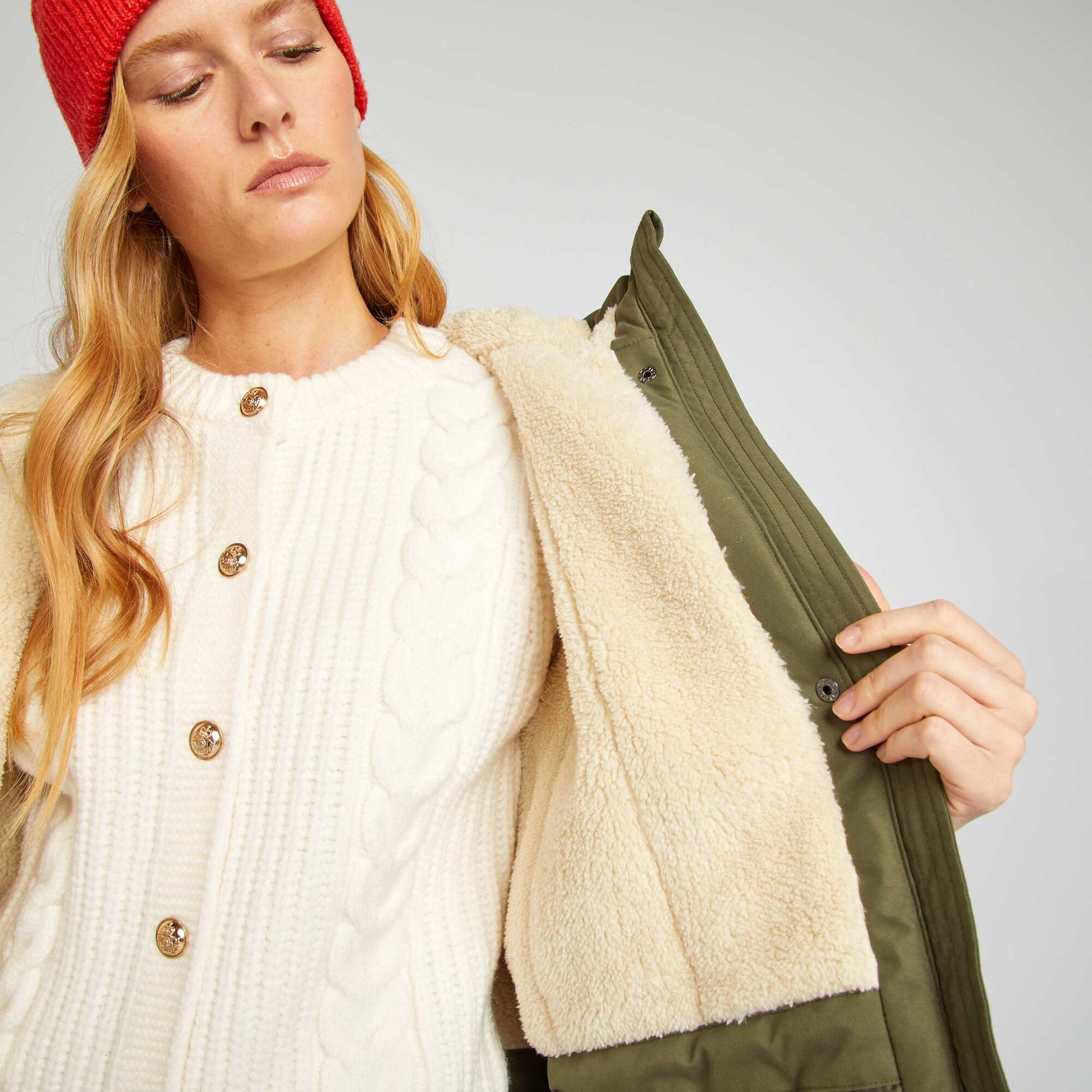 Parka capuche doubl sherpa Kaki