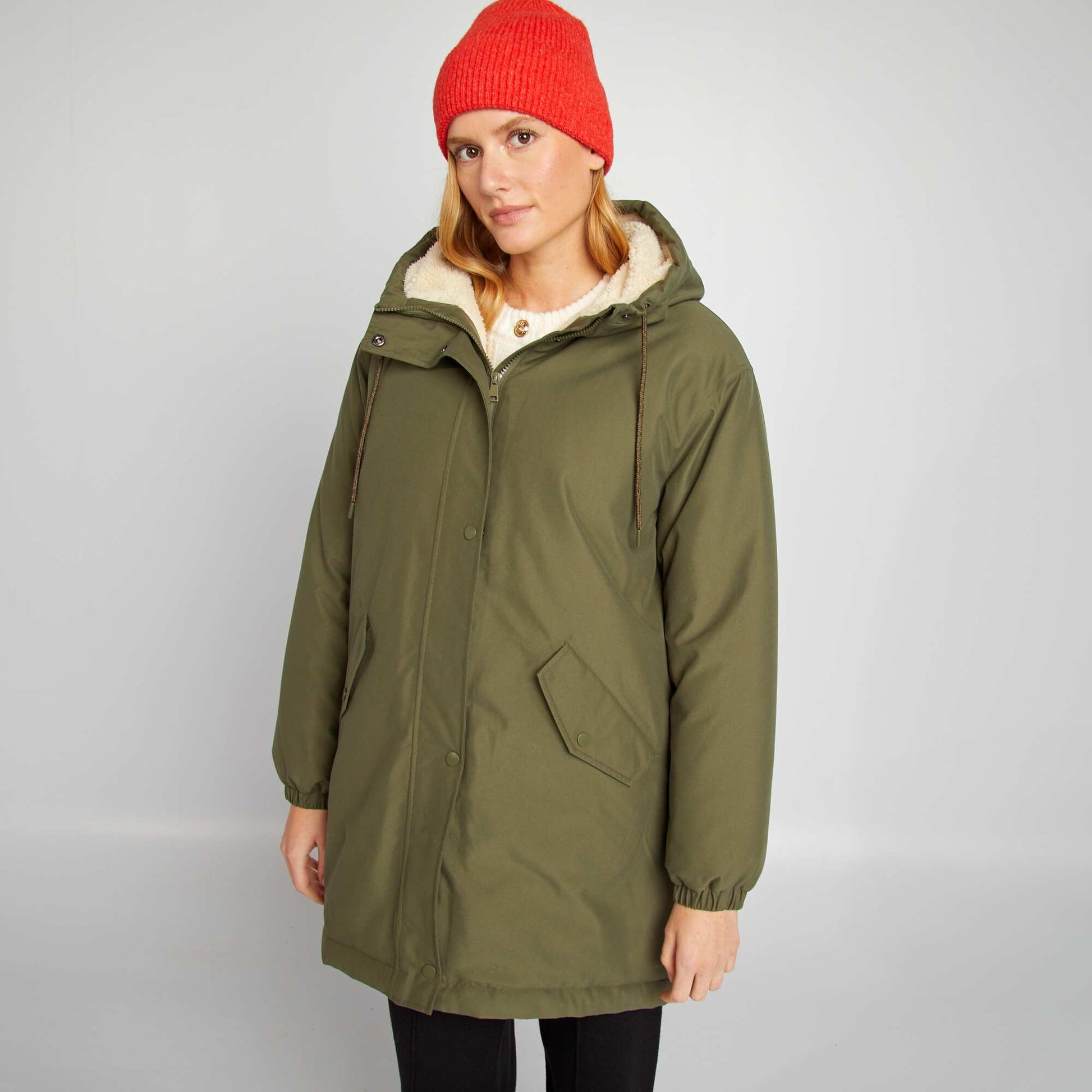 Parka capuche doubl sherpa Kaki