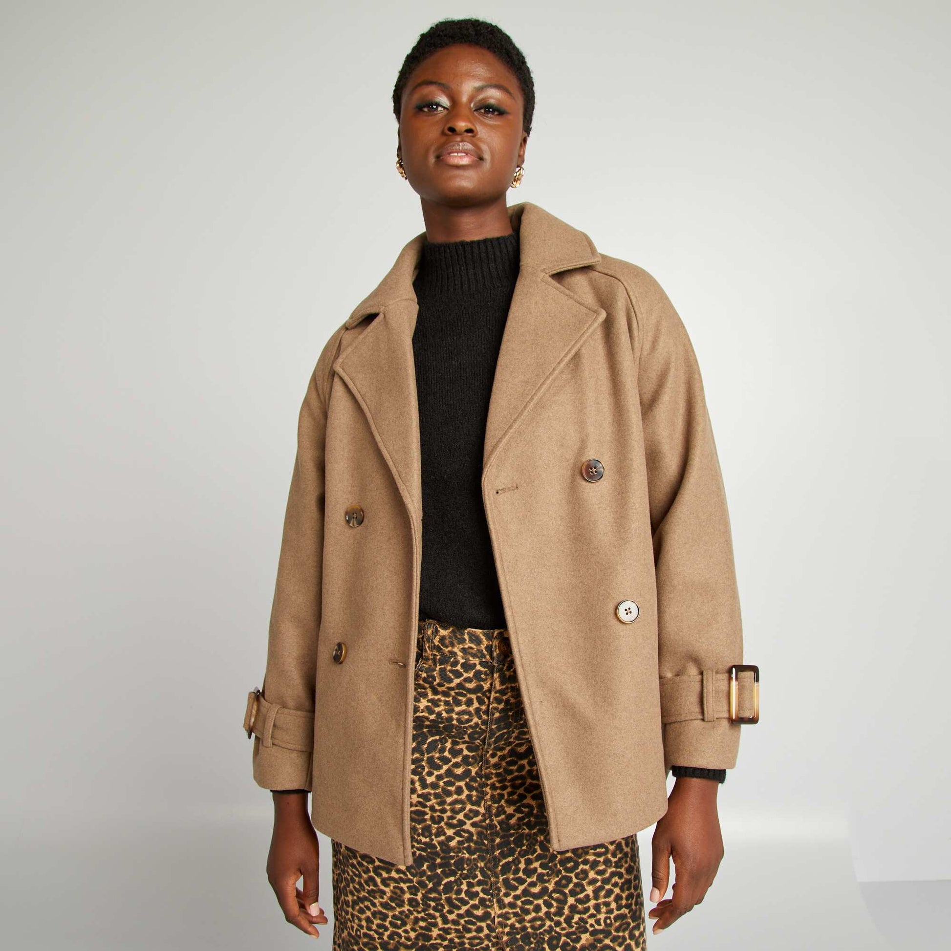 Trench court façon lainage Taupe