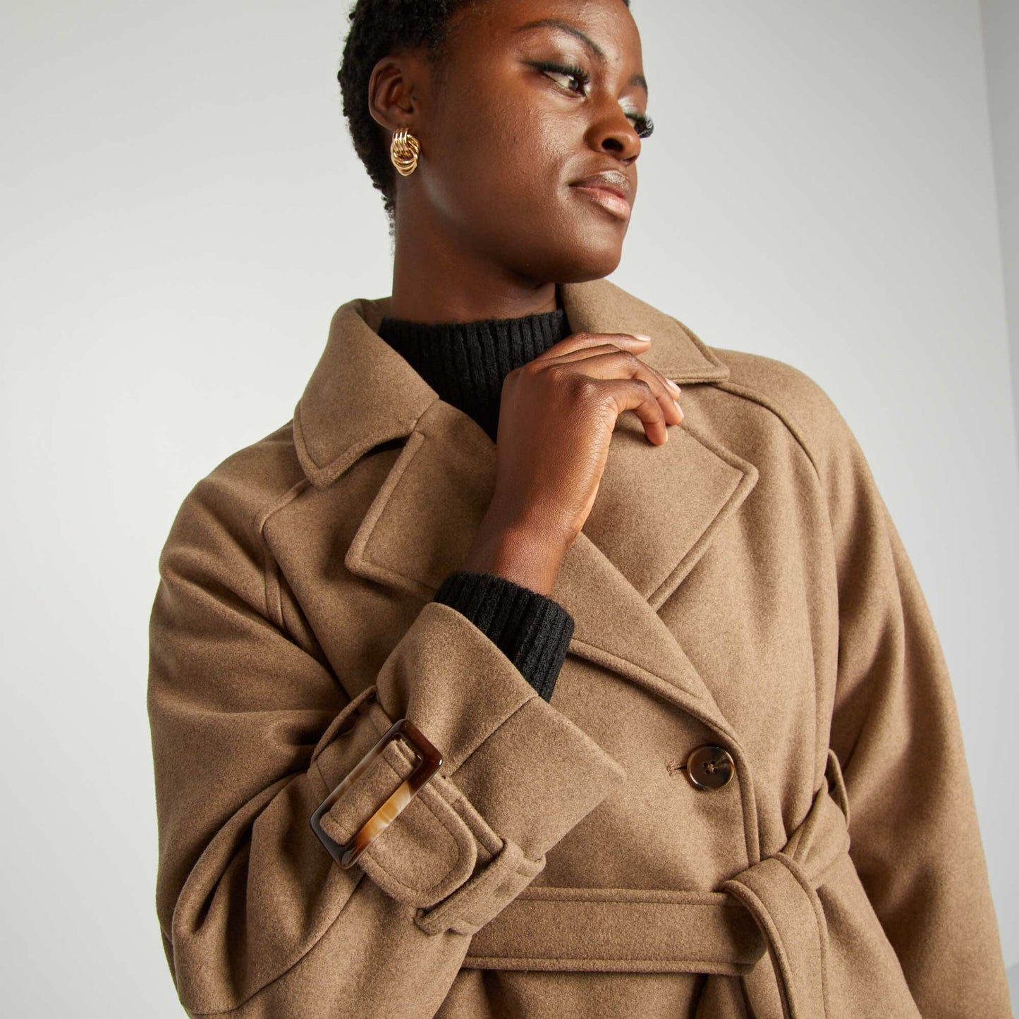 Trench court façon lainage Taupe