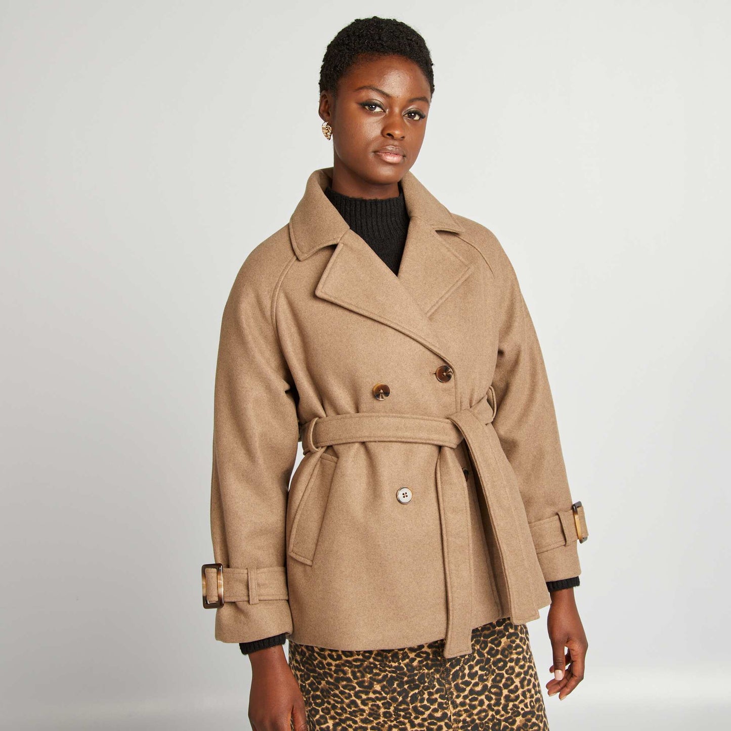 Trench court façon lainage Taupe