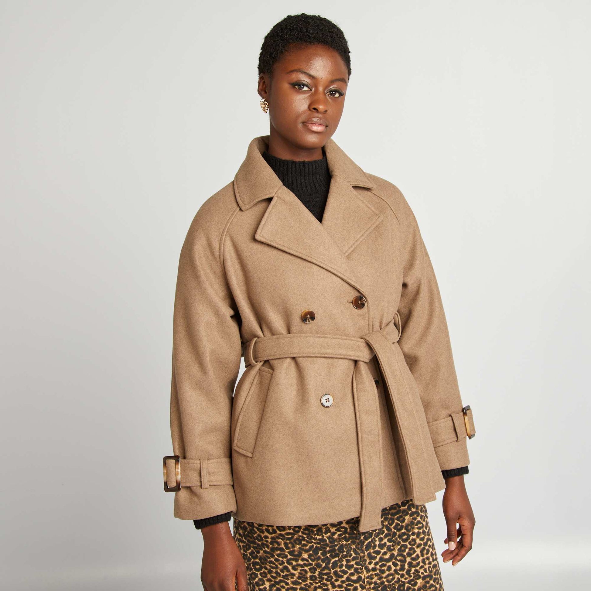 Trench court façon lainage Taupe
