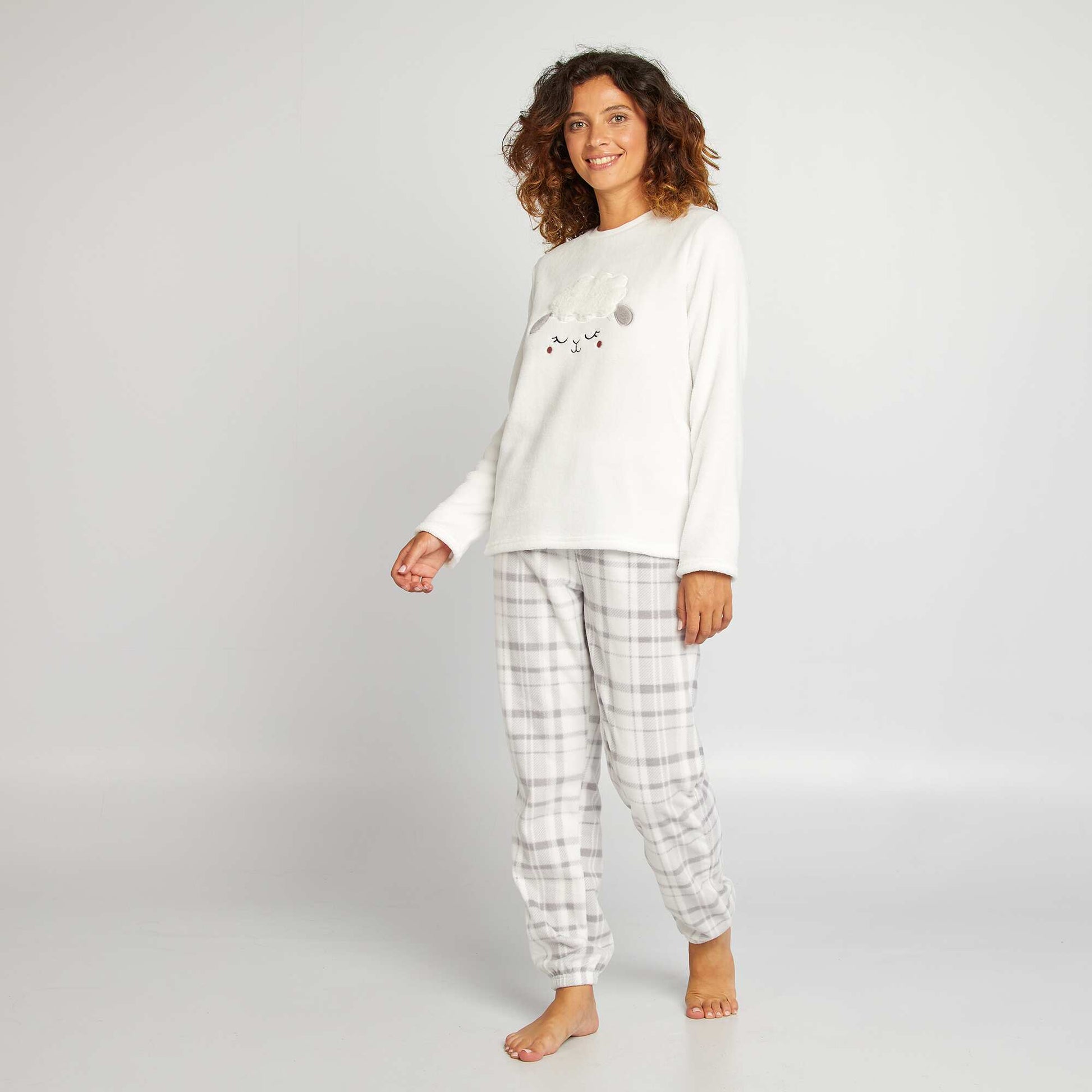 Pyjama sweat + pantalon en polaire - 2 pi ces Blanc