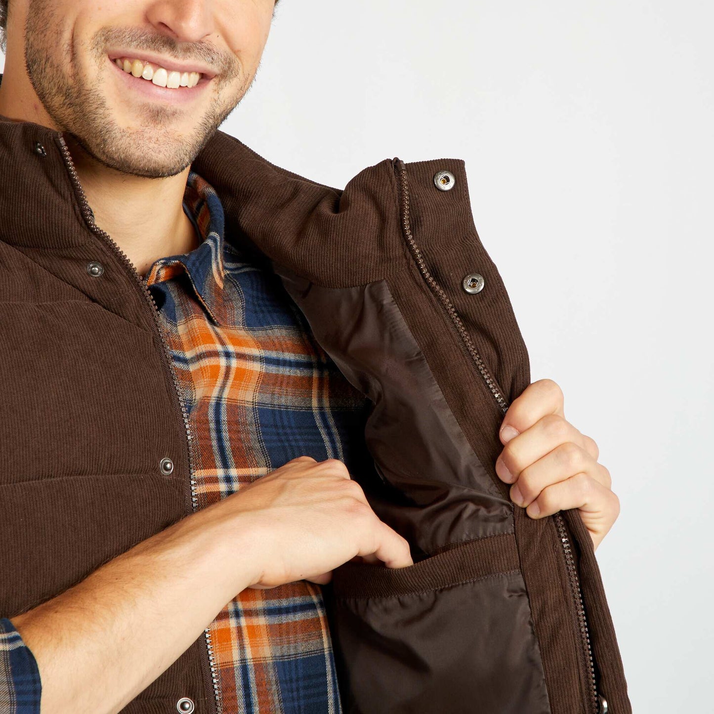 Blouson court sans manches Marron