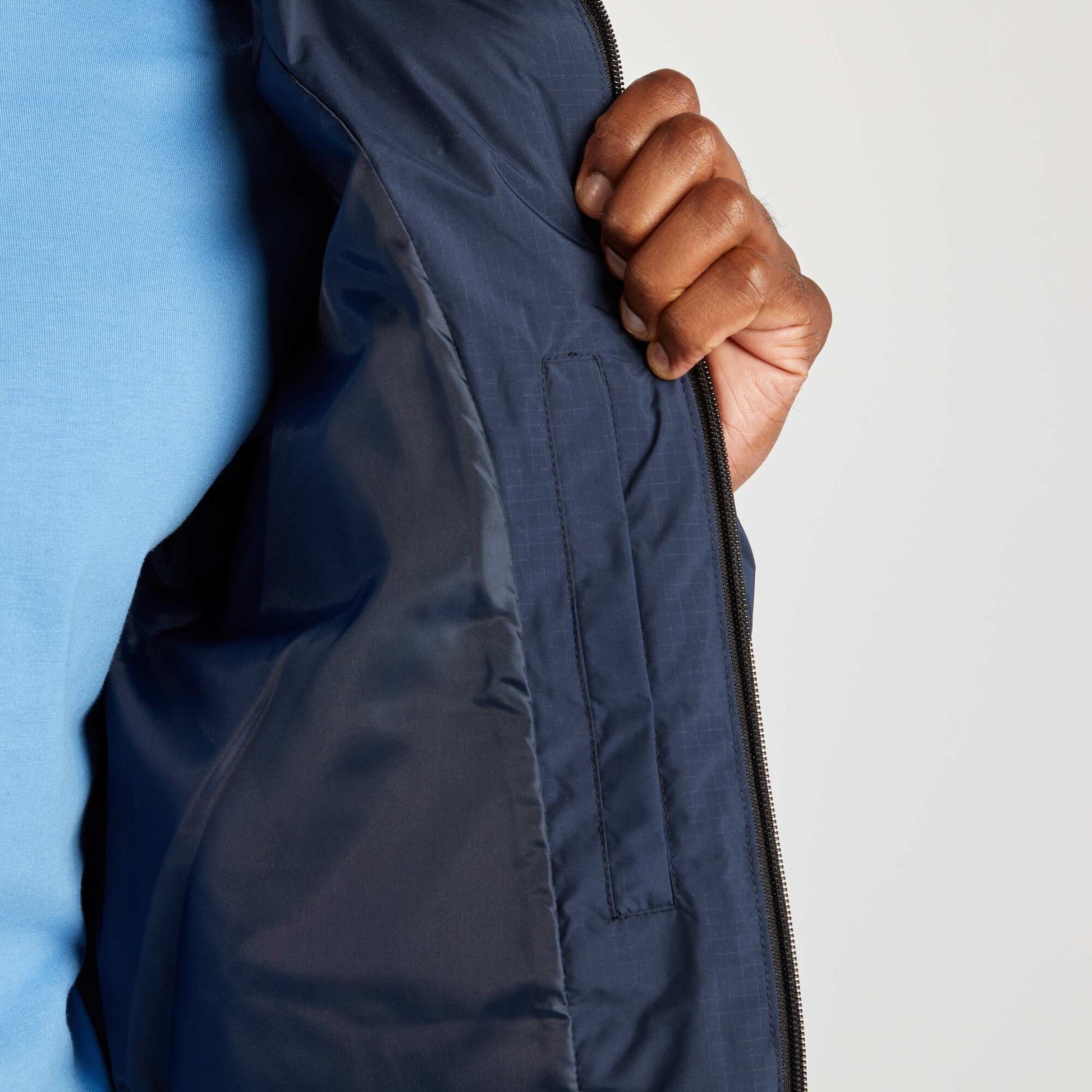 Doudoune matelass e capuche bleu marine