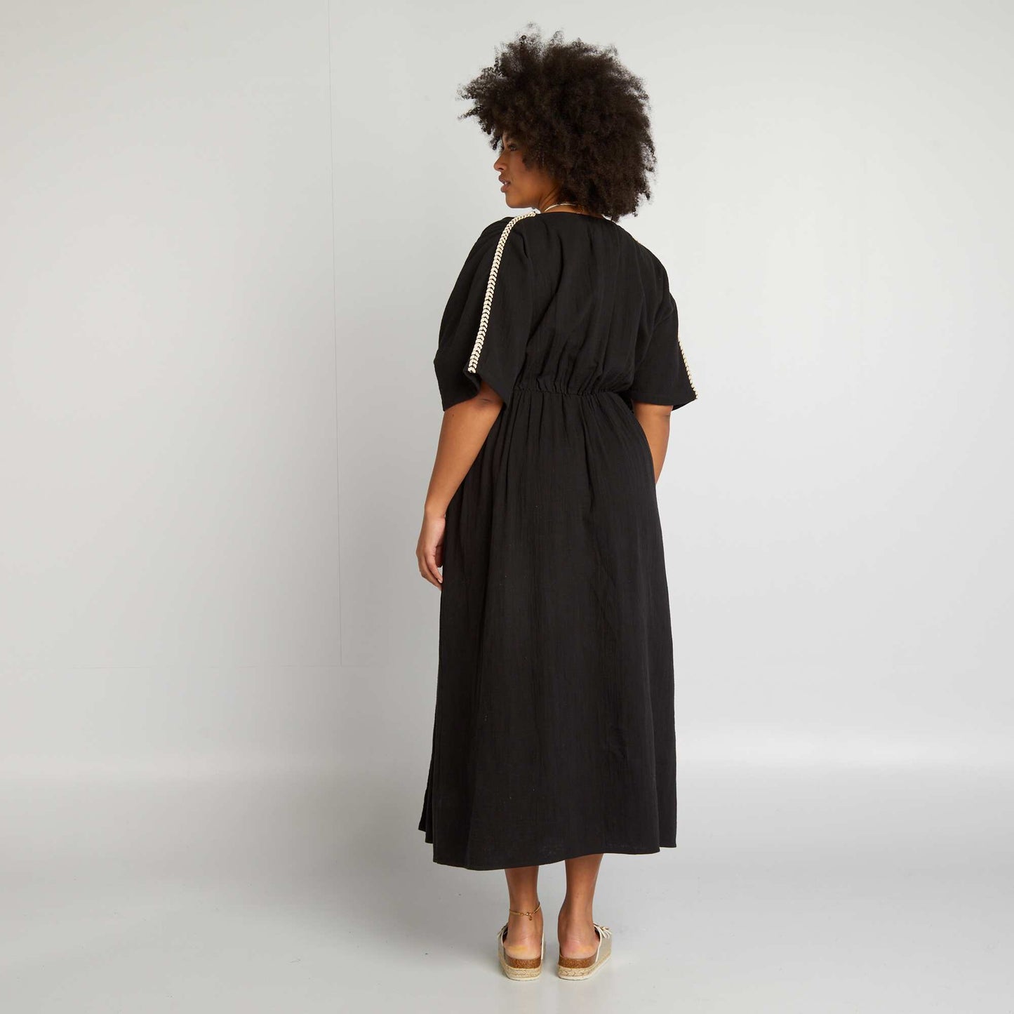 Robe longue en gaze de coton noir