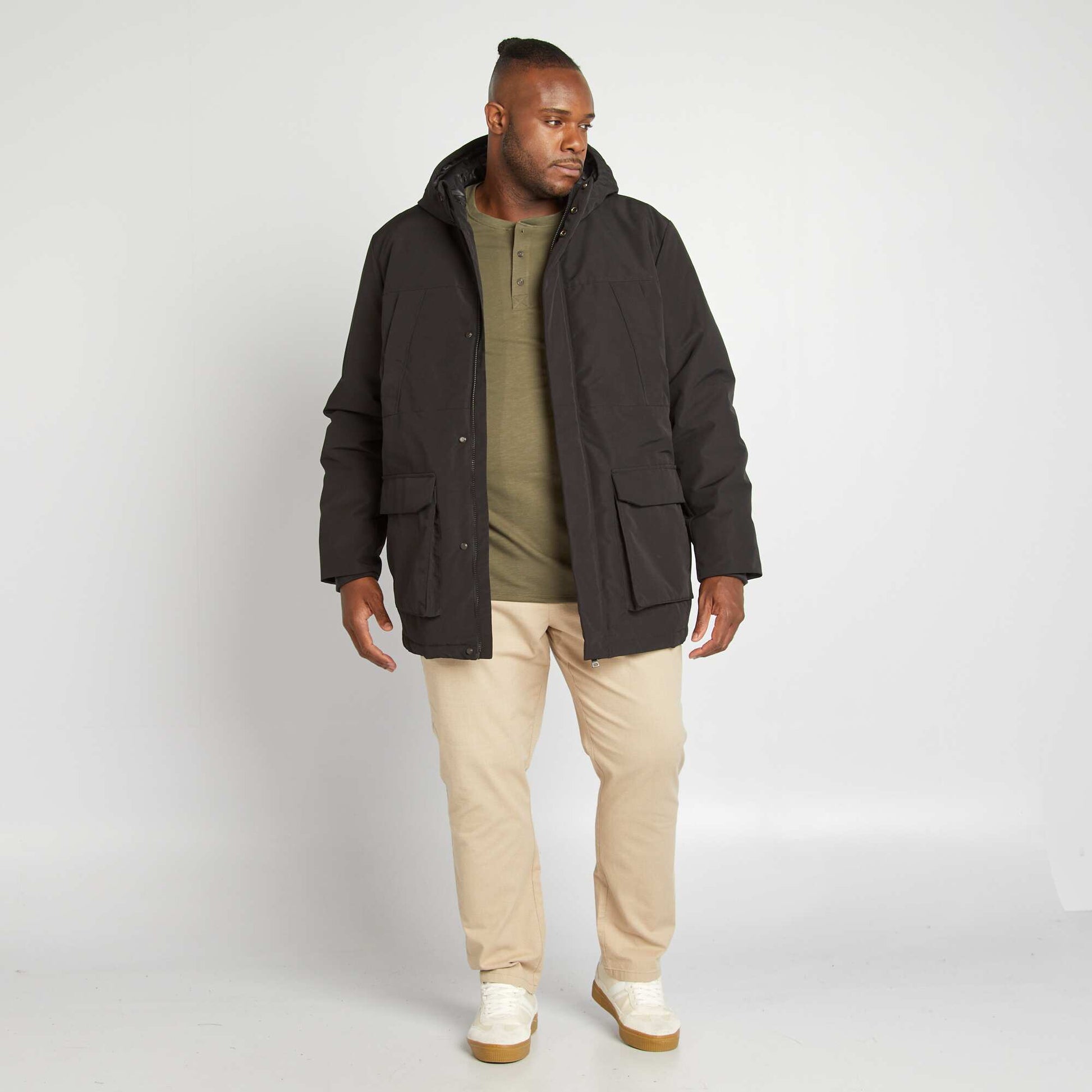 Parka à capuche noir