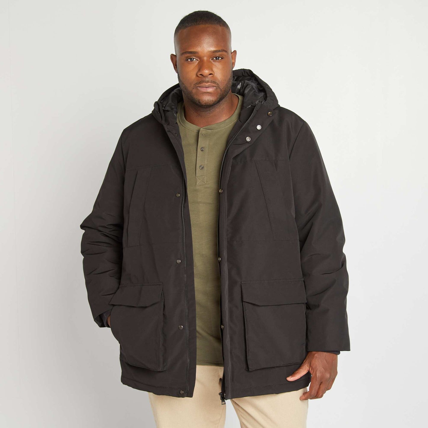 Parka à capuche noir