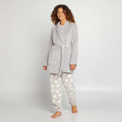 Robe de chambre en polaire Gris