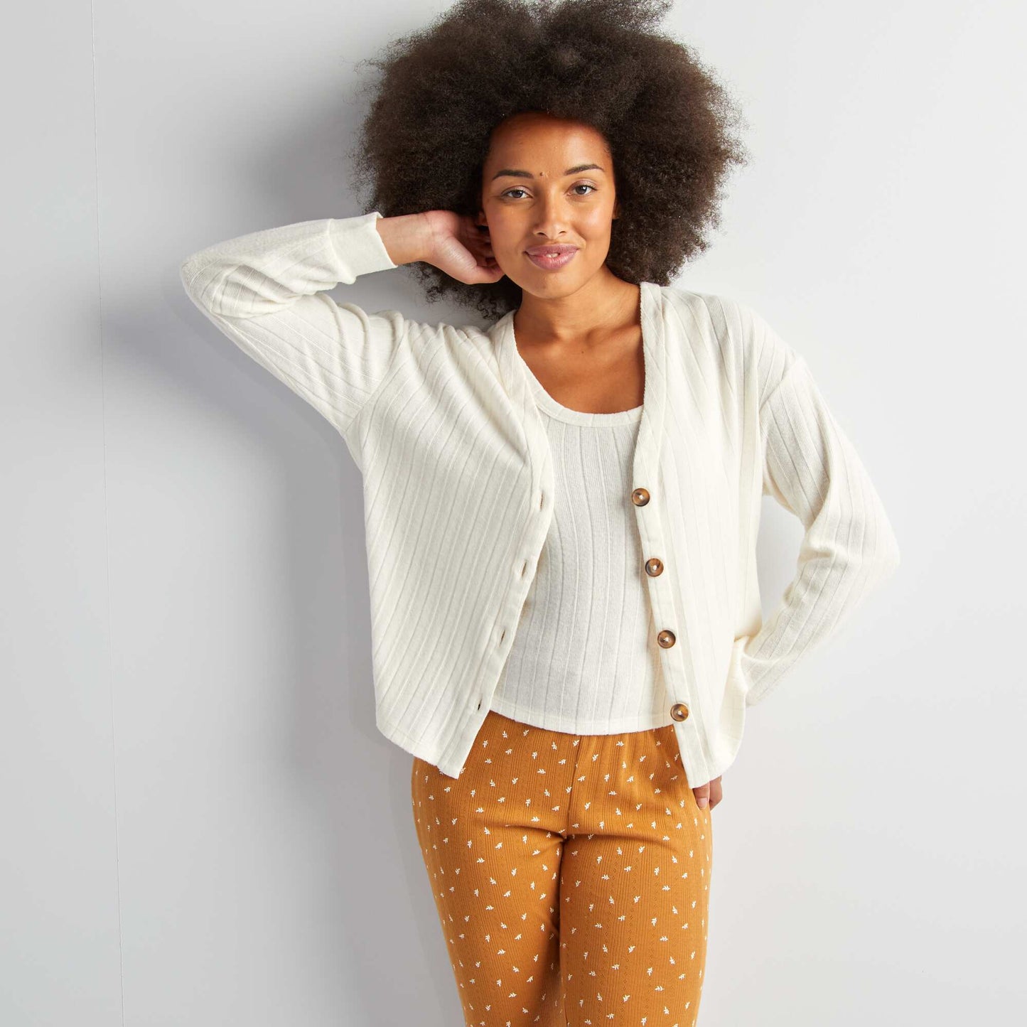 Ensemble d bardeur + gilet de nuit Beige