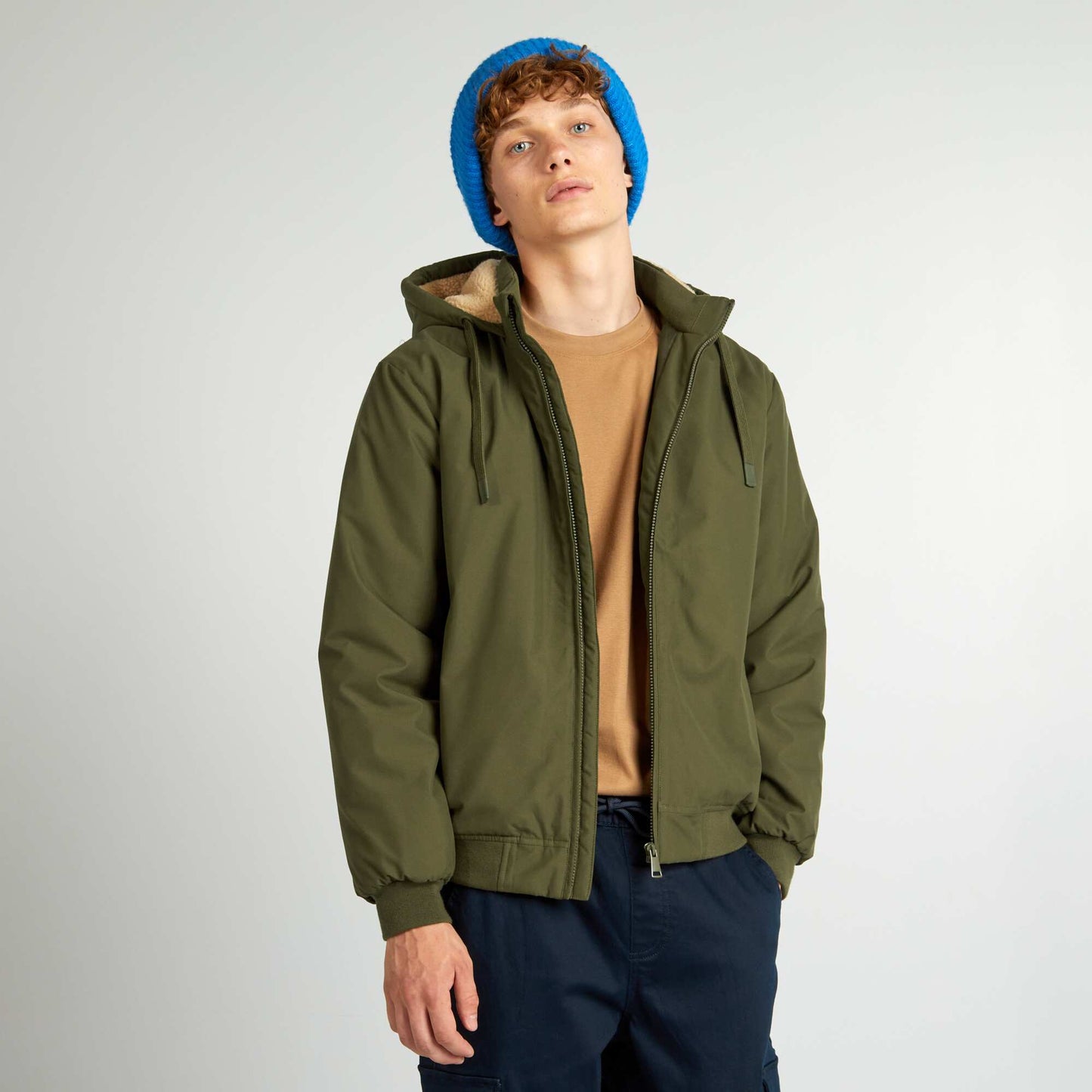 Blouson chaud avec capuche doubl e sherpa Vert