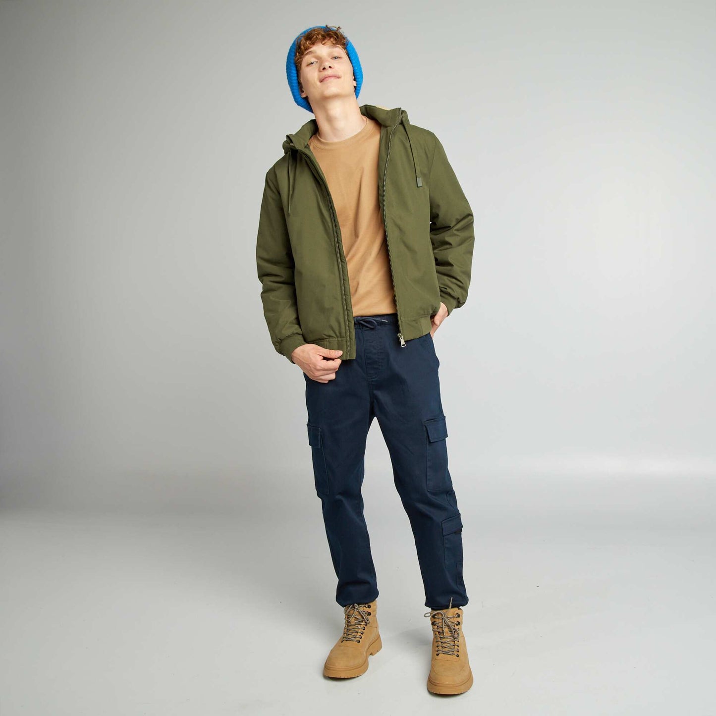 Blouson chaud avec capuche doubl e sherpa Vert