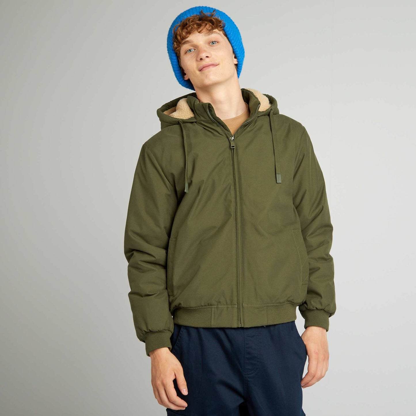 Blouson chaud avec capuche doubl e sherpa Vert