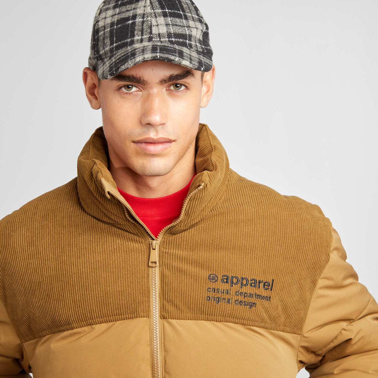 Blouson matelassé avec velours Beige