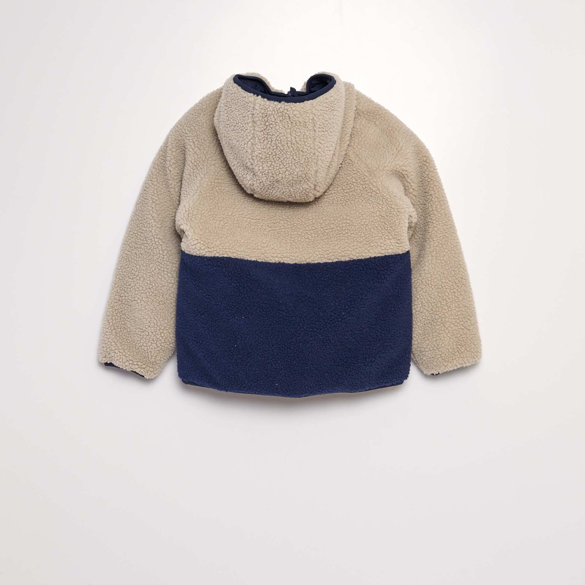 Blouson r versible effet moutonn Beige/bleu