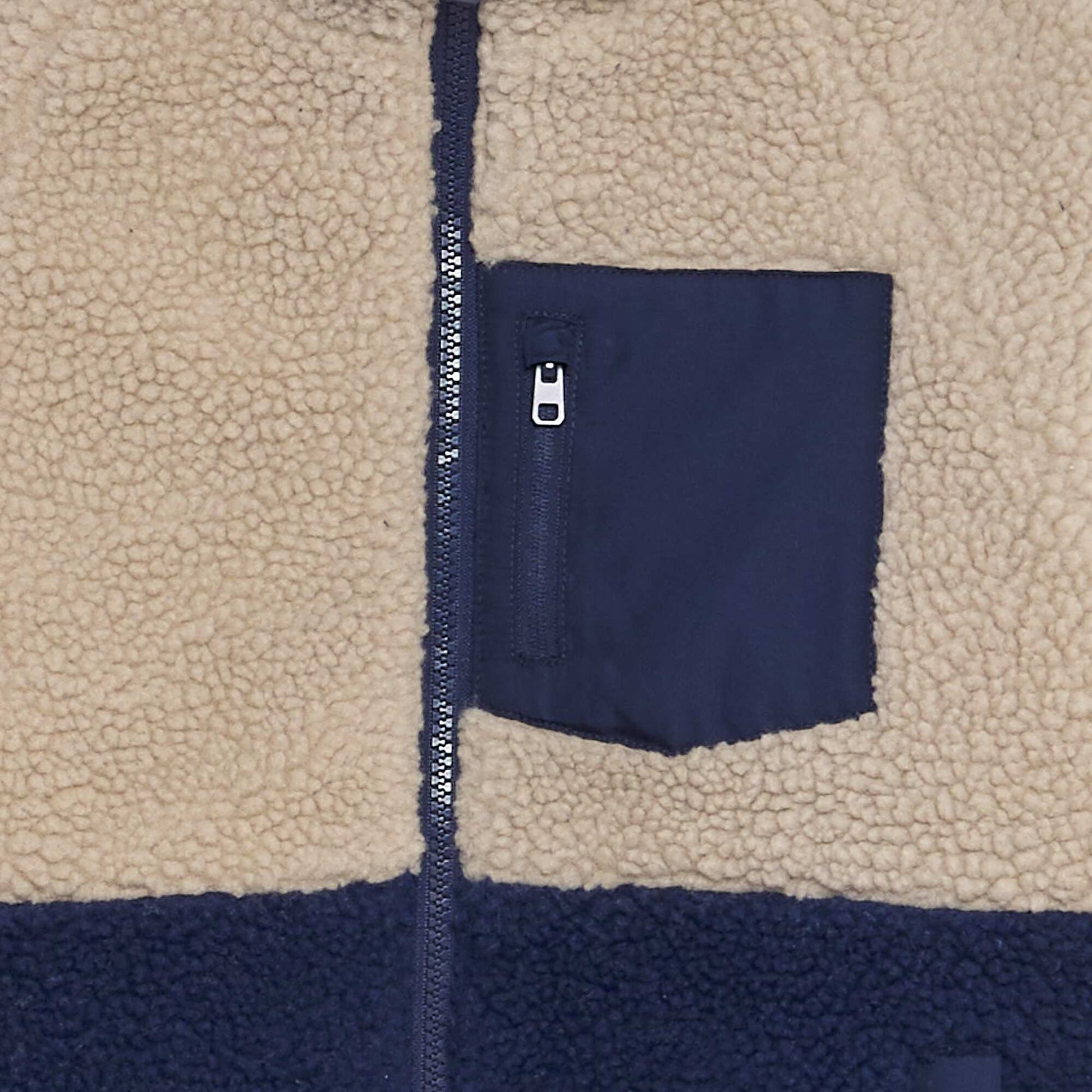 Blouson r versible effet moutonn Beige/bleu