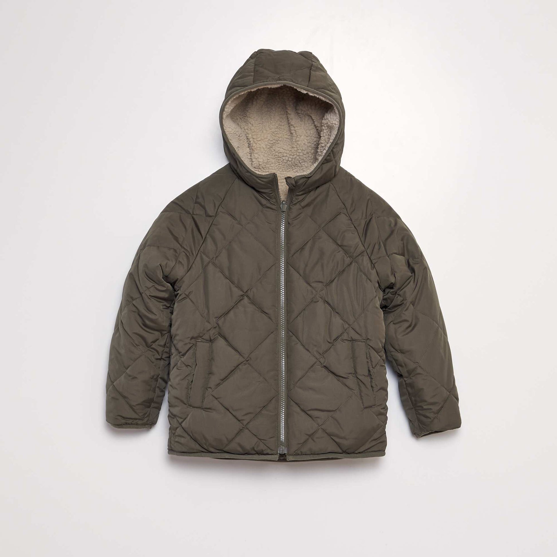 Blouson r versible effet moutonn Beige/kaki