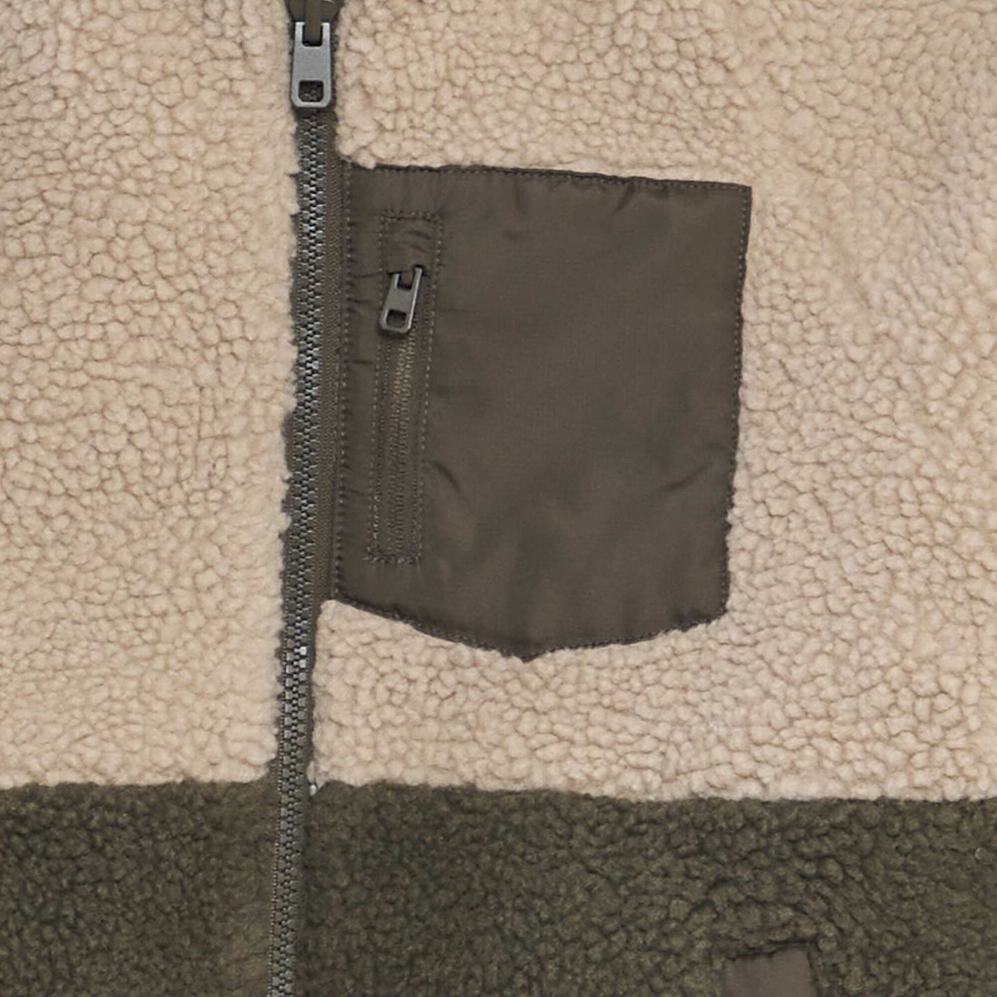 Blouson r versible effet moutonn Beige/kaki