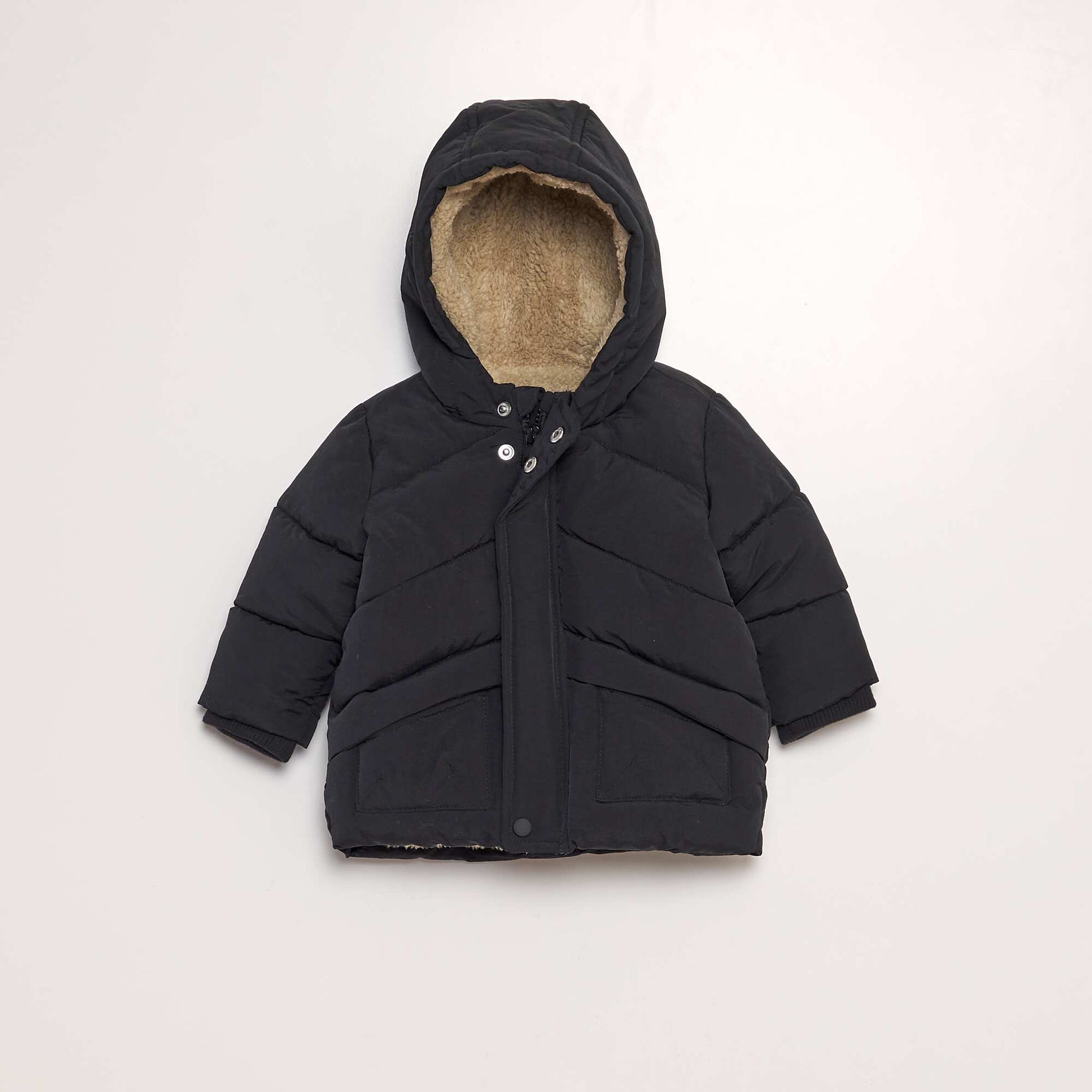 Doudoune effet moutonn capuche noir
