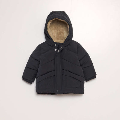 Doudoune effet moutonn capuche noir