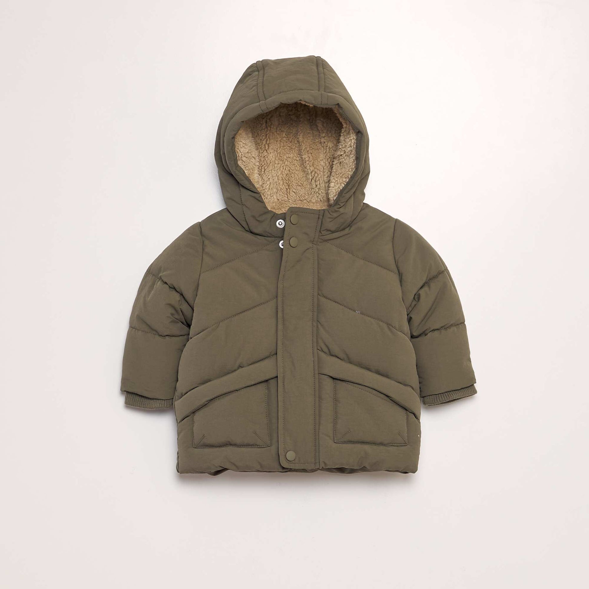 Doudoune effet moutonn capuche Kaki