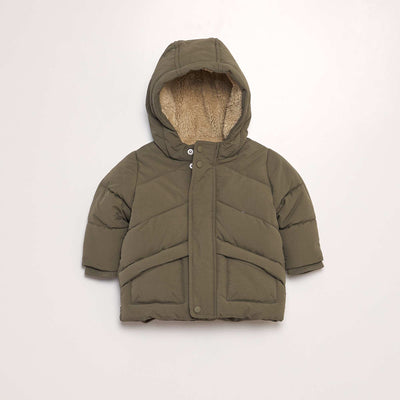 Doudoune effet moutonn capuche Kaki