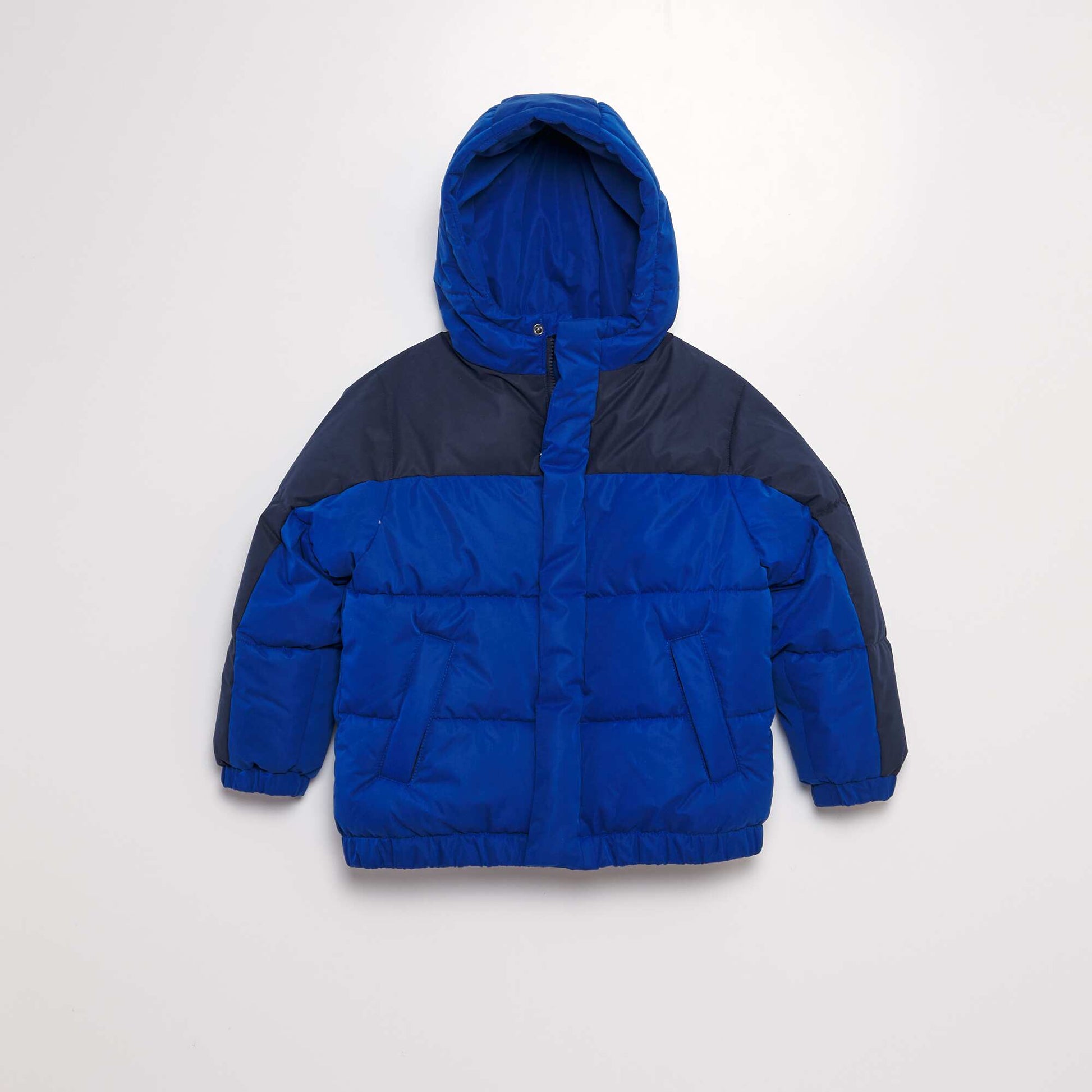 Doudoune color block capuche Bleu