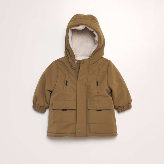 Parka chaude capuche Marron