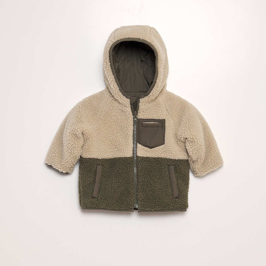 Blouson r versible capuche Kaki