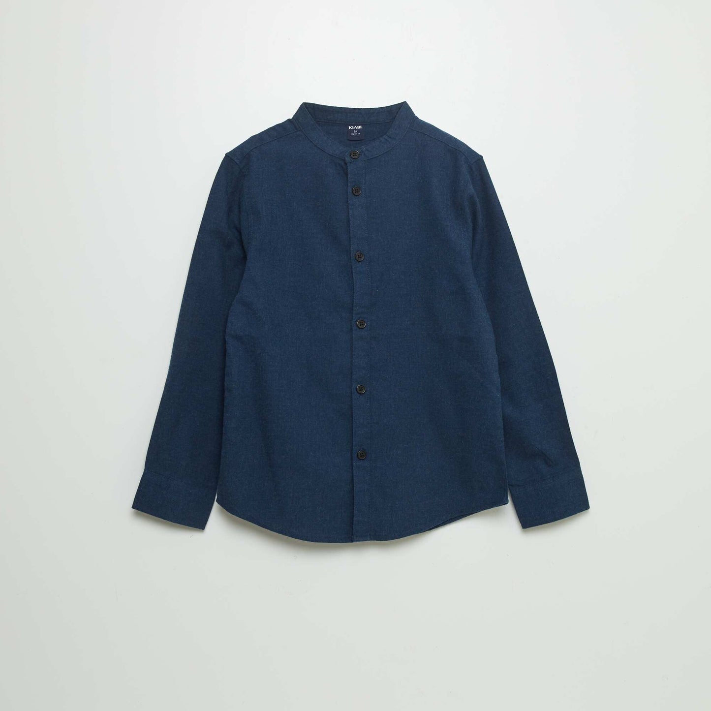 Chemise en flanelle avec col mao BLEU