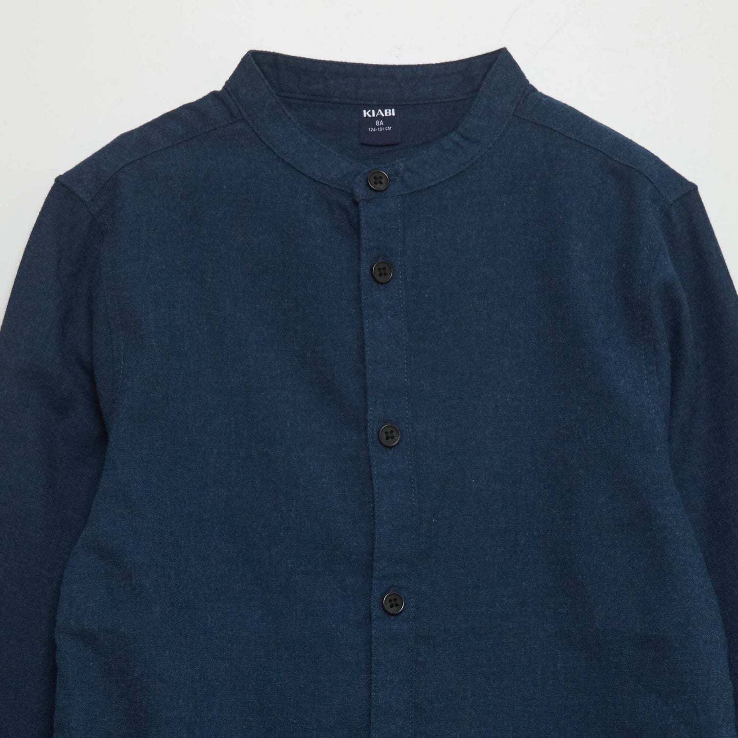 Chemise en flanelle avec col mao BLEU