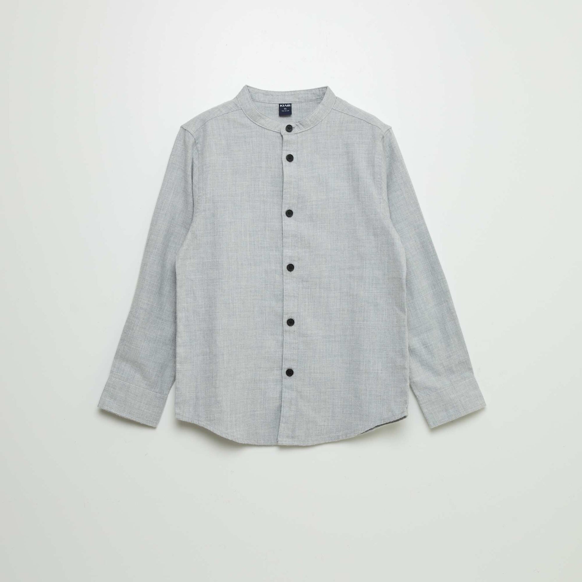 Chemise en flanelle avec col mao GRIS