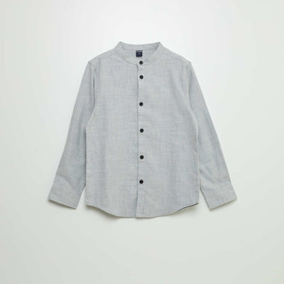 Chemise en flanelle avec col mao GRIS