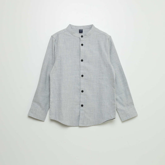 Chemise en flanelle avec col mao GRIS