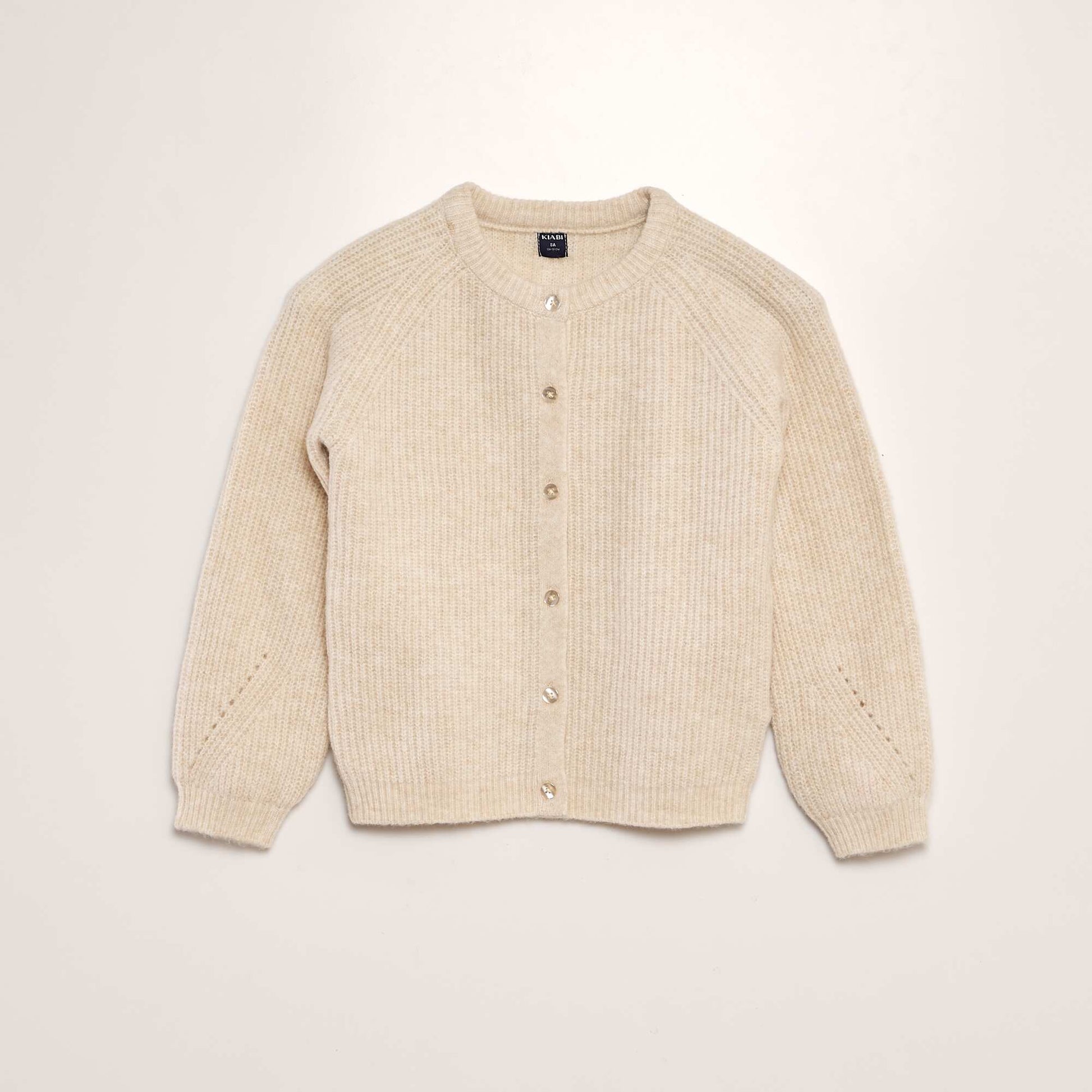 Gilet en maille col rond Beige