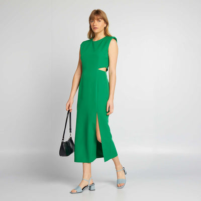 Robe longue ouvertures vert