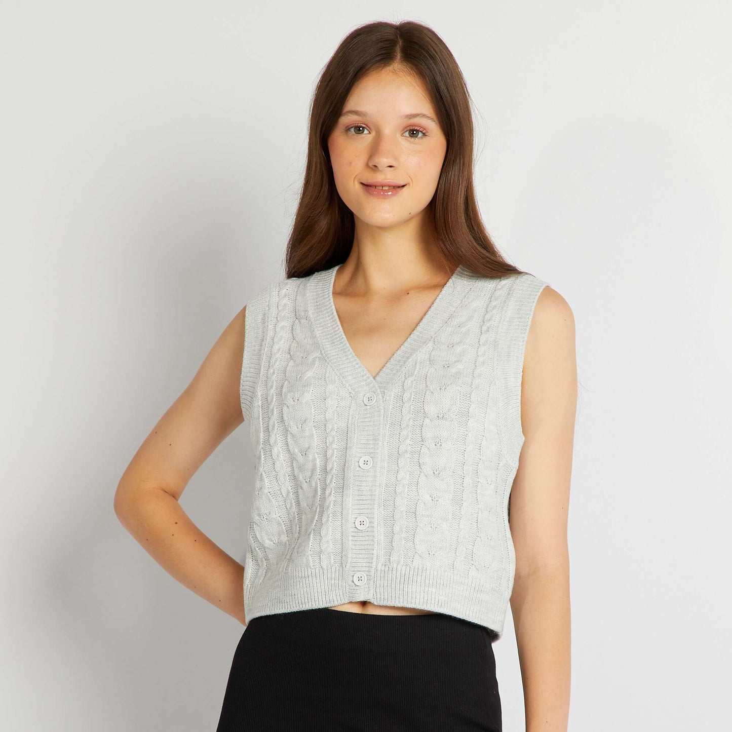 Gilet sans manches cropped Gris