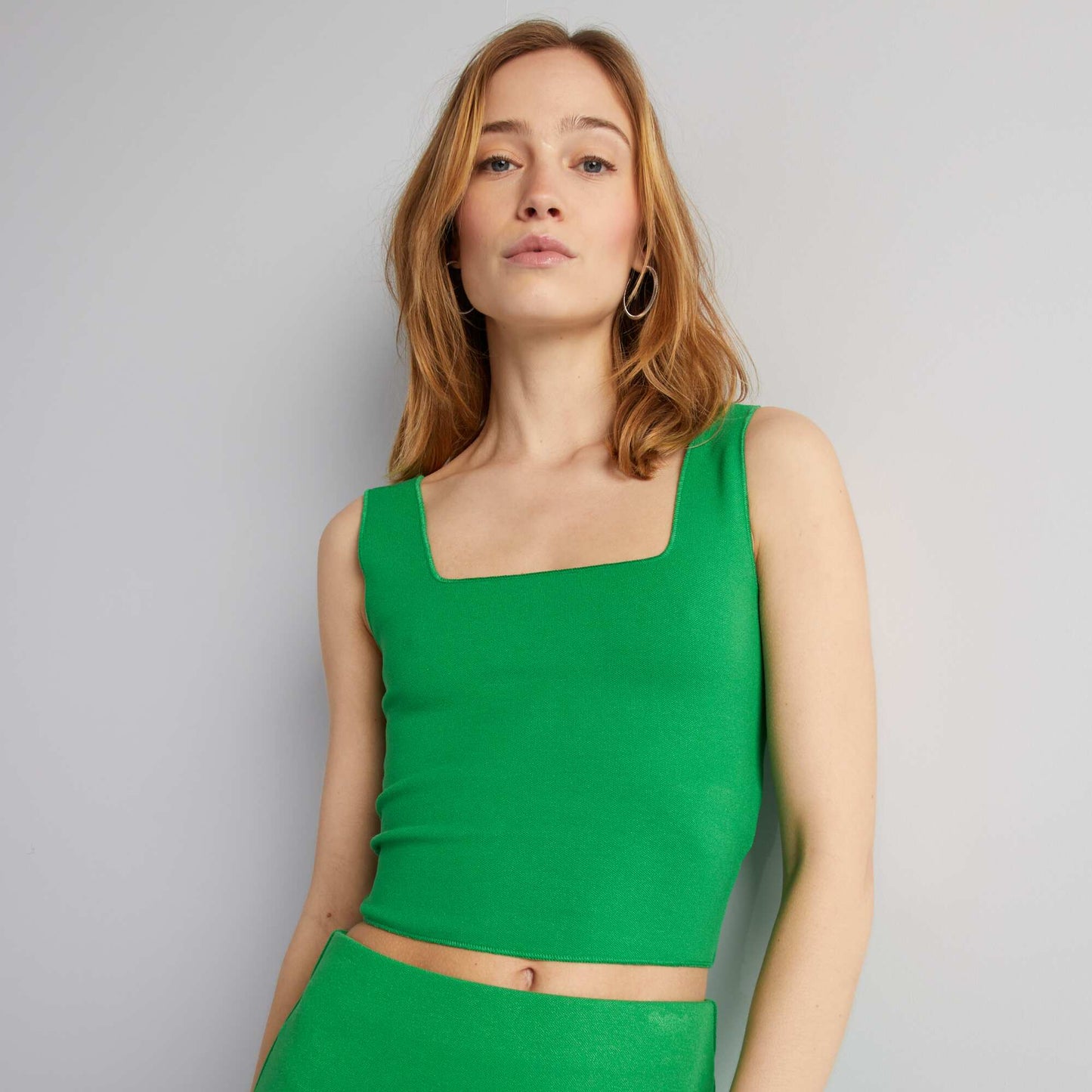 Débardeur crop top col carré Vert