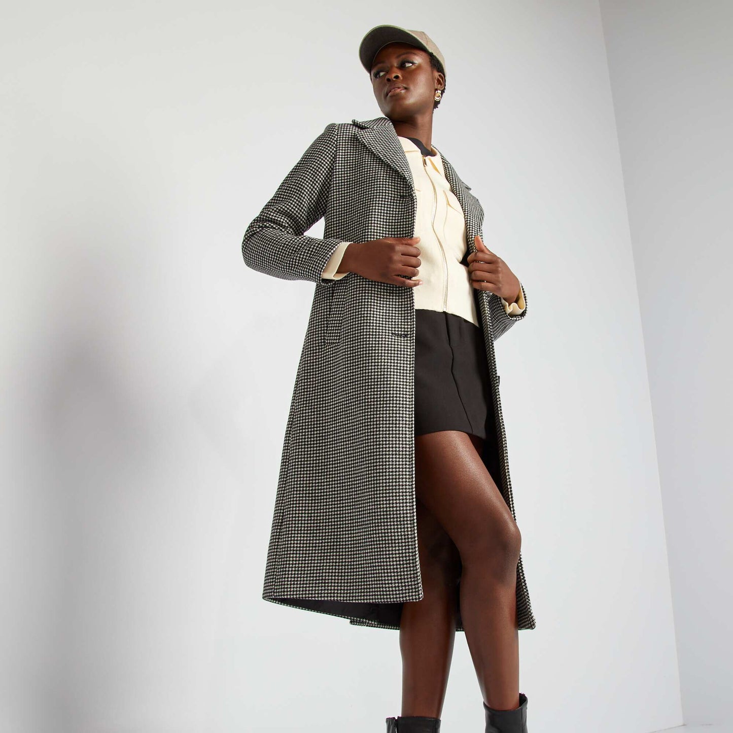 Manteau en lin mi long Noir