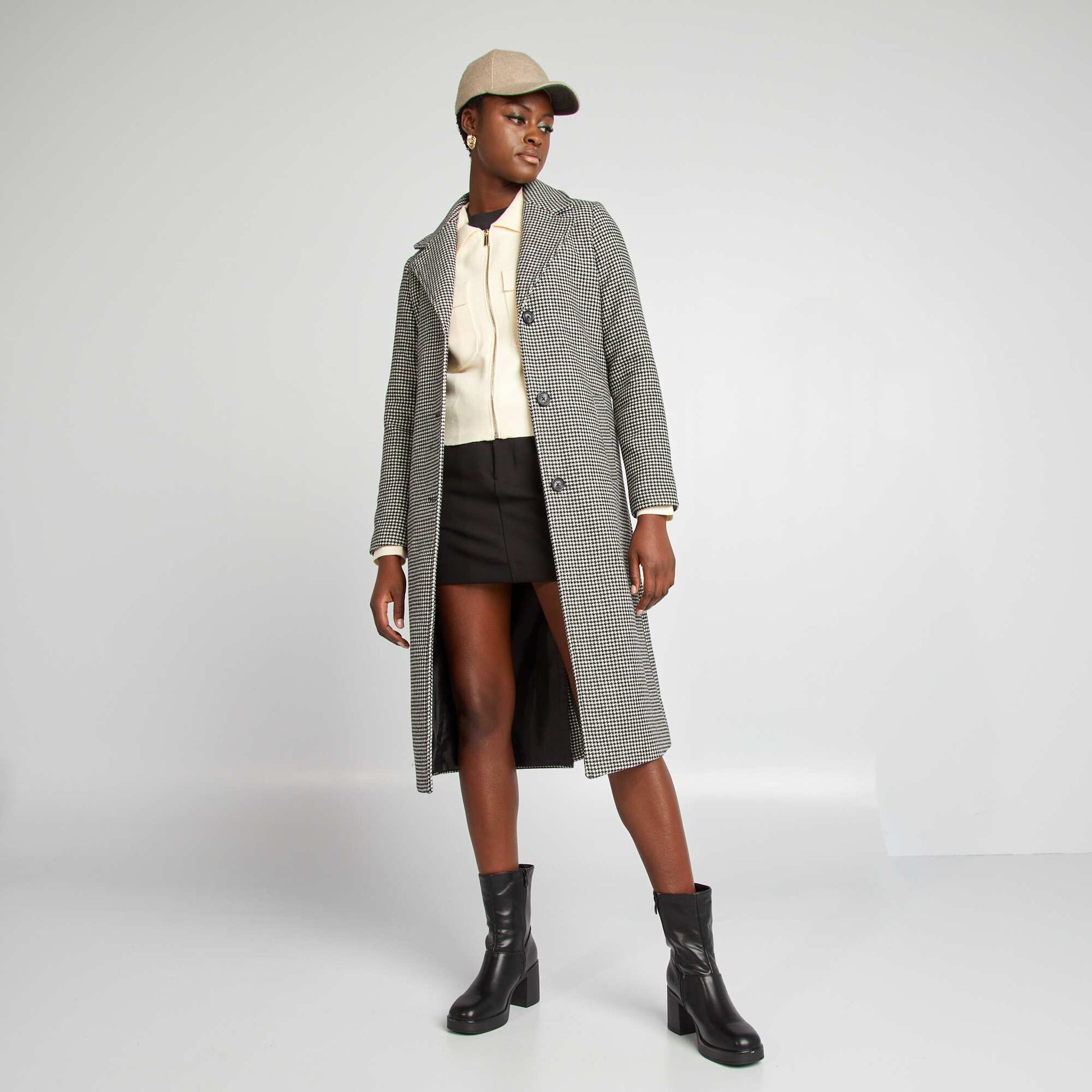 Manteau en lin mi long Noir