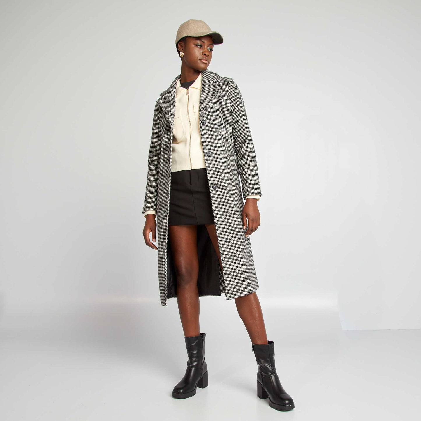 Manteau en lin mi long Noir