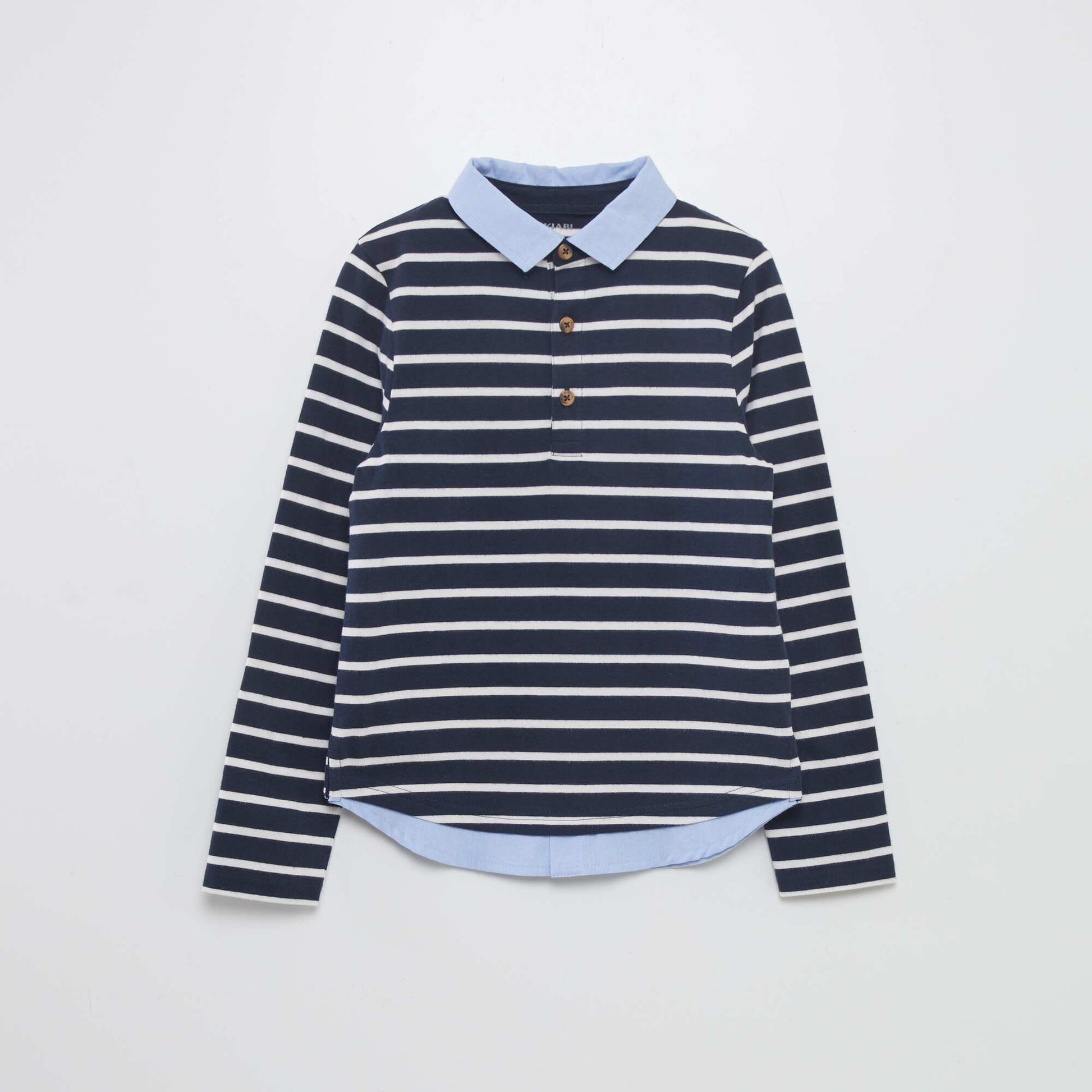 Polo en jersey bicolore Bleu