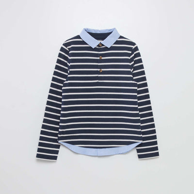 Polo en jersey bicolore Bleu