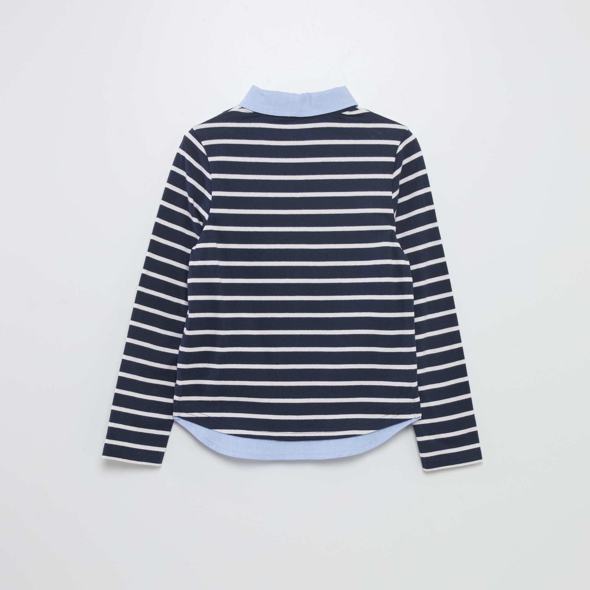 Polo en jersey bicolore Bleu