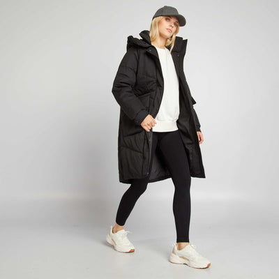Doudoune mi-longue capuche noir