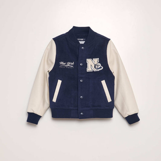 Blouson style campus bi-mati re Bleu