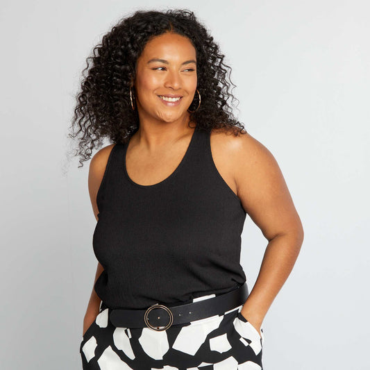 D bardeur large en maille gaufr e noir