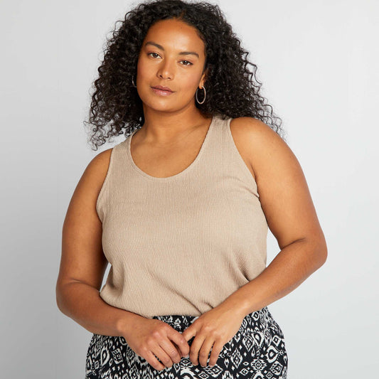 D bardeur large en maille gaufr e Taupe